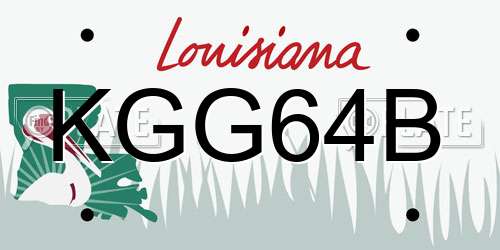 KGG64B Louisiana License Plate