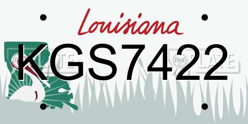 KGS7422 Louisiana License Plate