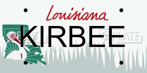 KIRBEE Louisiana License Plate