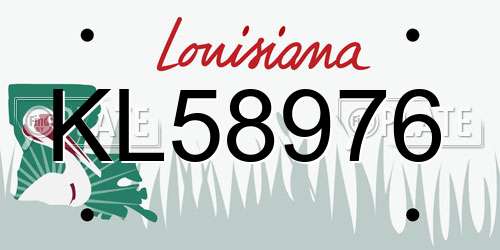 KL58976 Louisiana License Plate