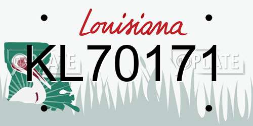 KL70171 Louisiana License Plate
