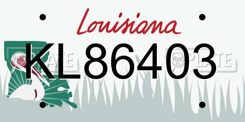 KL86403 Louisiana License Plate