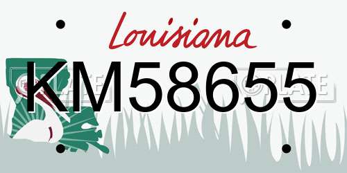KM58655 Louisiana License Plate