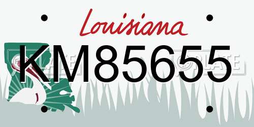 KM85655 Louisiana License Plate
