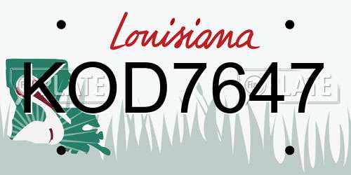 KOD7647 Louisiana License Plate