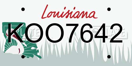KOO7642 Louisiana License Plate
