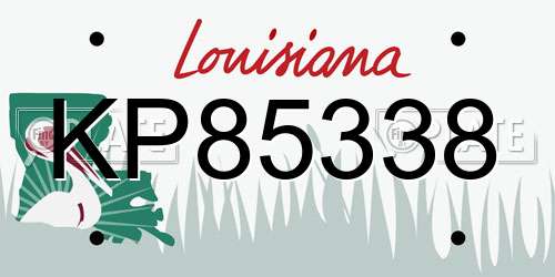 KP85338 Louisiana License Plate