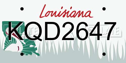 KQD2647 Louisiana License Plate