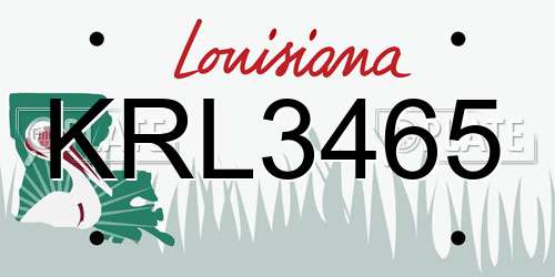 KRL3465 Louisiana License Plate