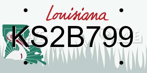 KS2B799 Louisiana License Plate