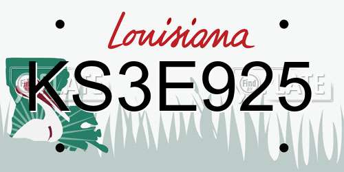 KS3E925 Louisiana License Plate