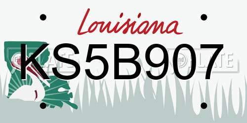 KS5B907 Louisiana License Plate
