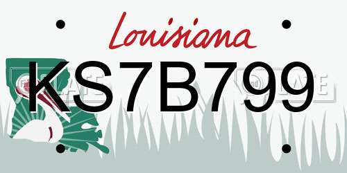 KS7B799 Louisiana License Plate