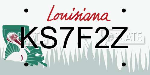 KS7F2Z Louisiana License Plate