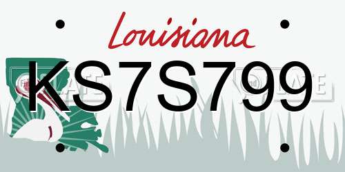 KS7S799 Louisiana License Plate