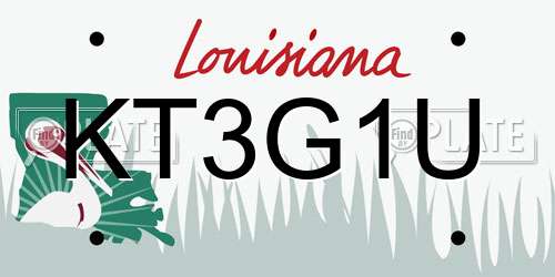 KT3G1U Louisiana License Plate