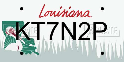 KT7N2P Louisiana License Plate