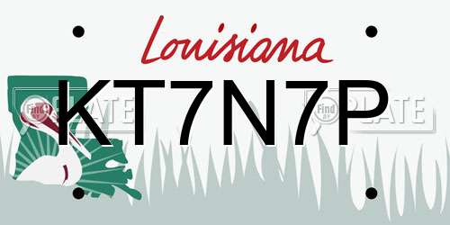 KT7N7P Louisiana License Plate