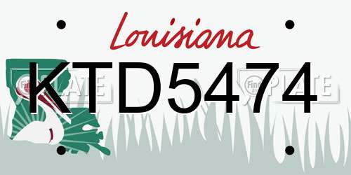 KTD5474 Louisiana License Plate