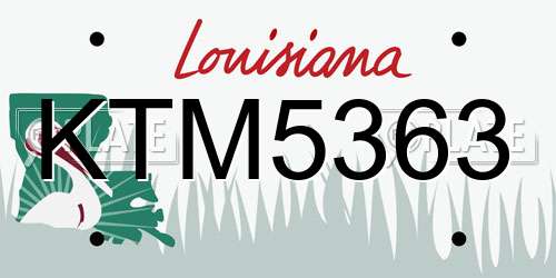 KTM5363 Louisiana License Plate