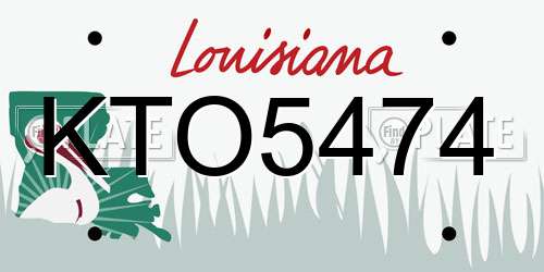 KTO5474 Louisiana License Plate