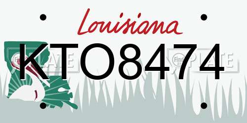 KTO8474 Louisiana License Plate