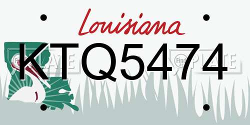 KTQ5474 Louisiana License Plate