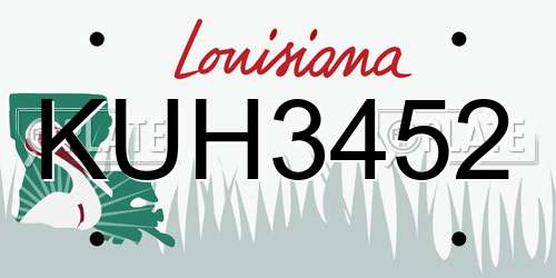 KUH3452 Louisiana License Plate