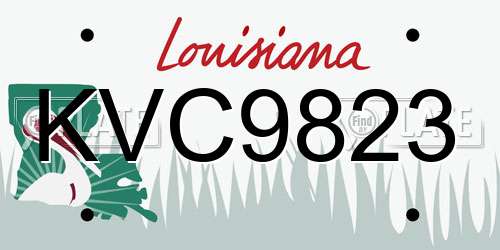 KVC9823 Louisiana License Plate