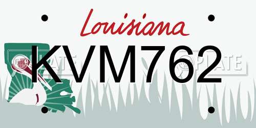 KVM762 Louisiana License Plate