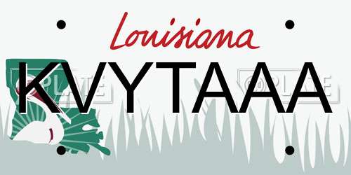 KVYTAAA Louisiana License Plate