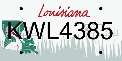 KWL4385 Louisiana License Plate