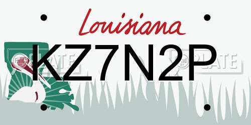KZ7N2P Louisiana License Plate