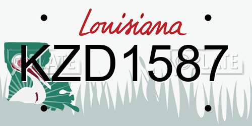 KZD1587 Louisiana License Plate