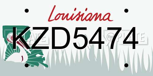 KZD5474 Louisiana License Plate