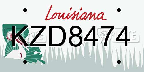 KZD8474 Louisiana License Plate