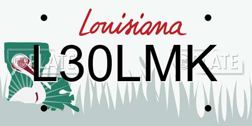 L30LMK Louisiana License Plate