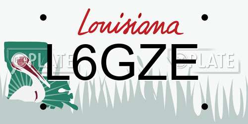 L6GZE Louisiana License Plate