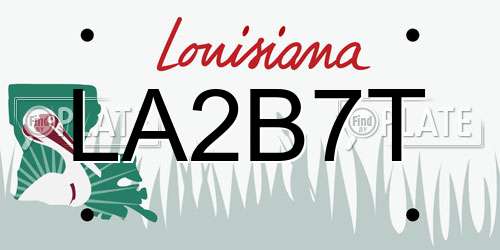 LA2B7T Louisiana License Plate