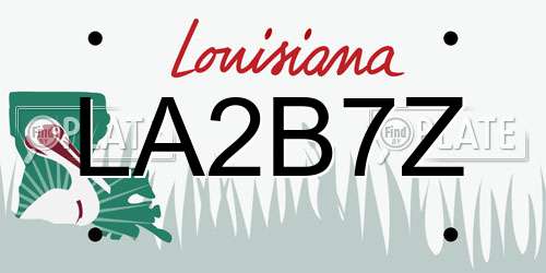 LA2B7Z Louisiana License Plate