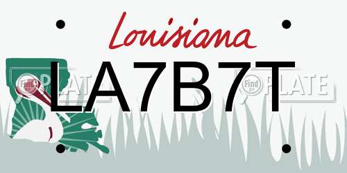 LA7B7T Louisiana License Plate