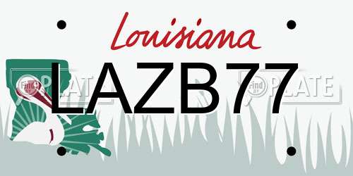 LAZB77 Louisiana License Plate
