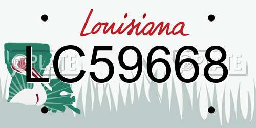 LC59668 Louisiana License Plate