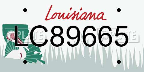LC89665 Louisiana License Plate