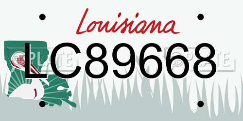 LC89668 Louisiana License Plate