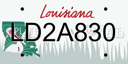 LD2A830 Louisiana License Plate