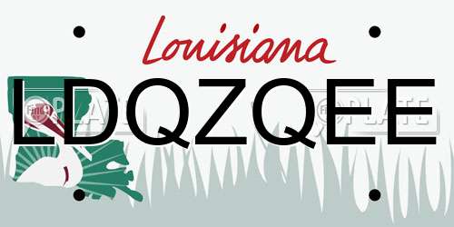 LDQZQEE Louisiana License Plate