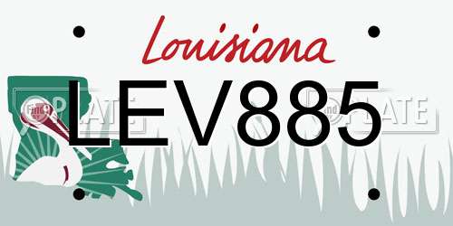 LEV885 Louisiana License Plate