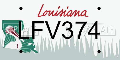 LFV374 Louisiana License Plate