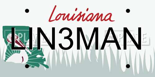 LIN3MAN Louisiana License Plate